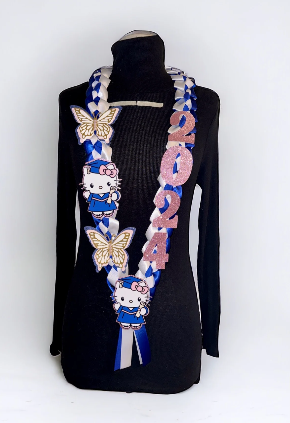 Blue Kitty Graduation Leis